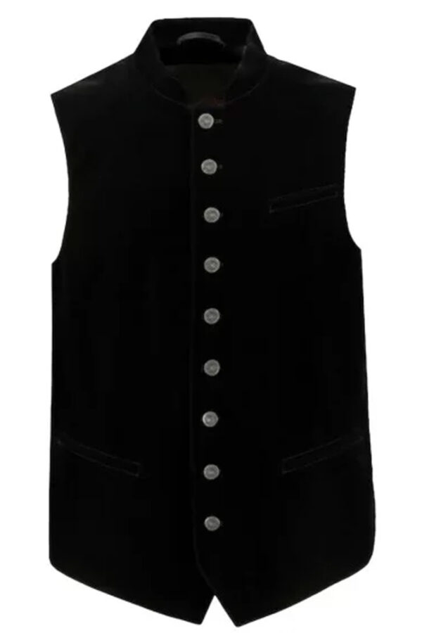 Caleb Hunt Black Leather Vest Coat