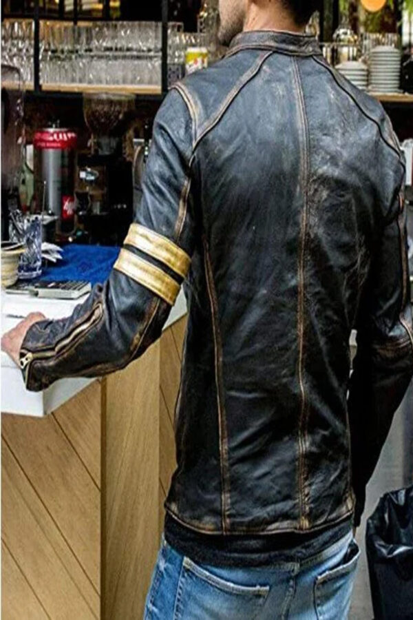 Chelsea Ramsey Antique Black Vintage Distressed Retro Motorcycle Biker Leather Jacket