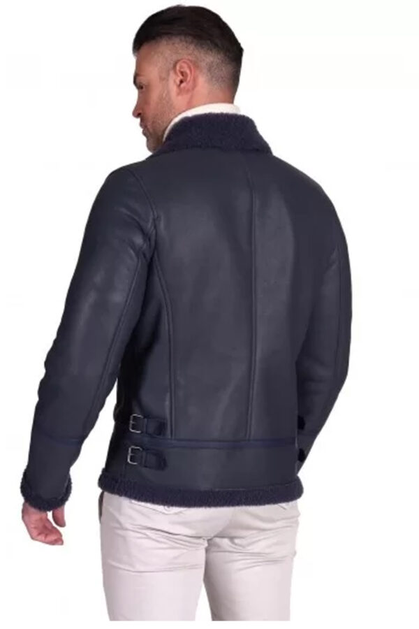 Christopher Blue Shearling Leather Jacket