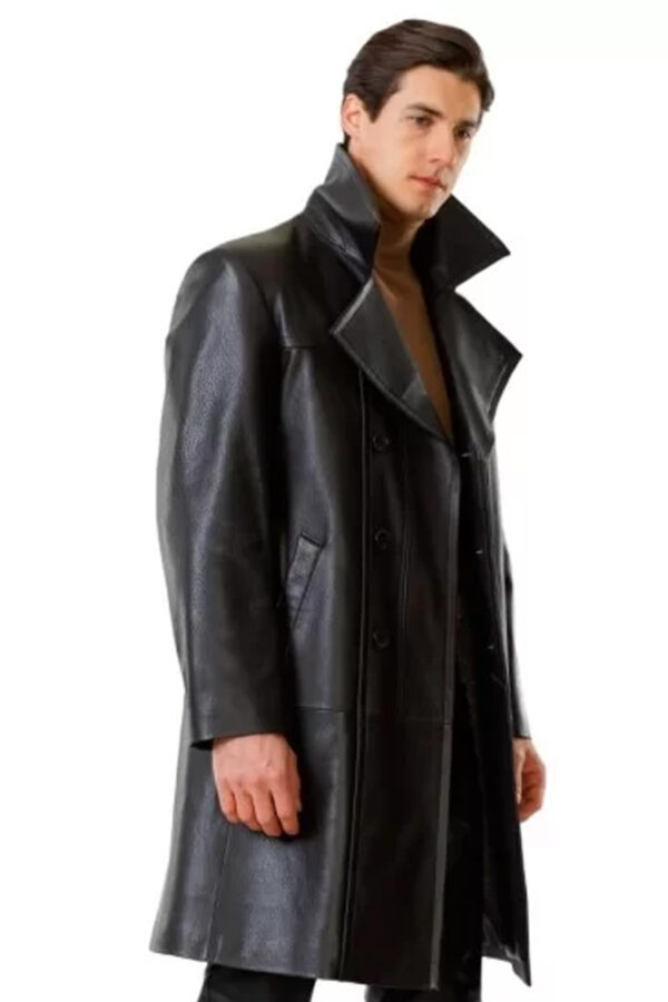 Cory Guzman Black Leather Trench Coat