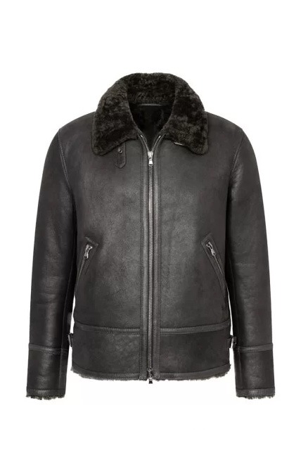 Granville Mens Black Fur & Shearling Leather Jackets