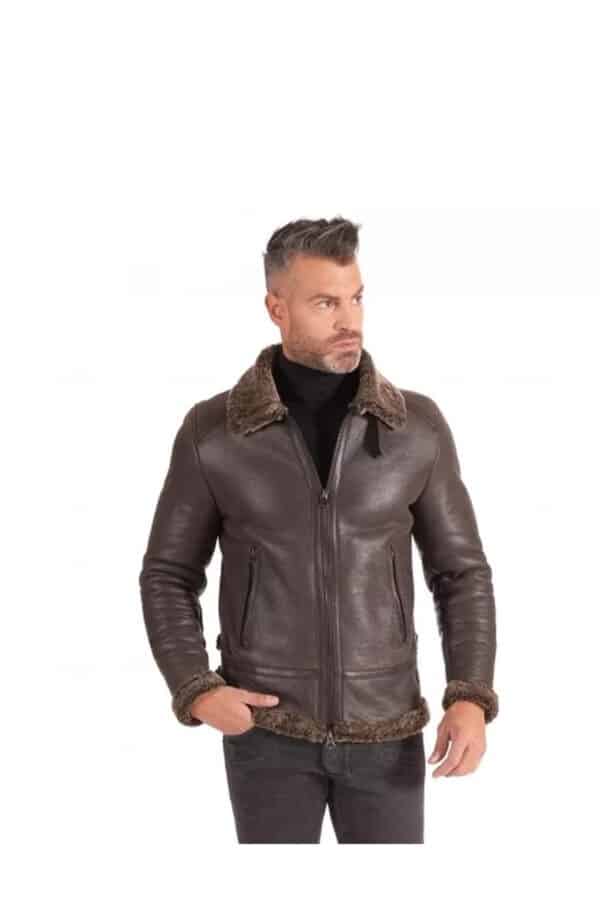 James Cooper Shearling Brown Biker Leather Jacket