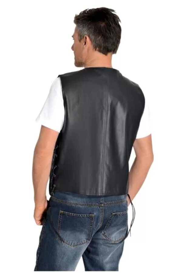 Justin Silva Black Leather Racer Vest