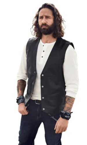 Luther Briggs Leather Black Vest Coat