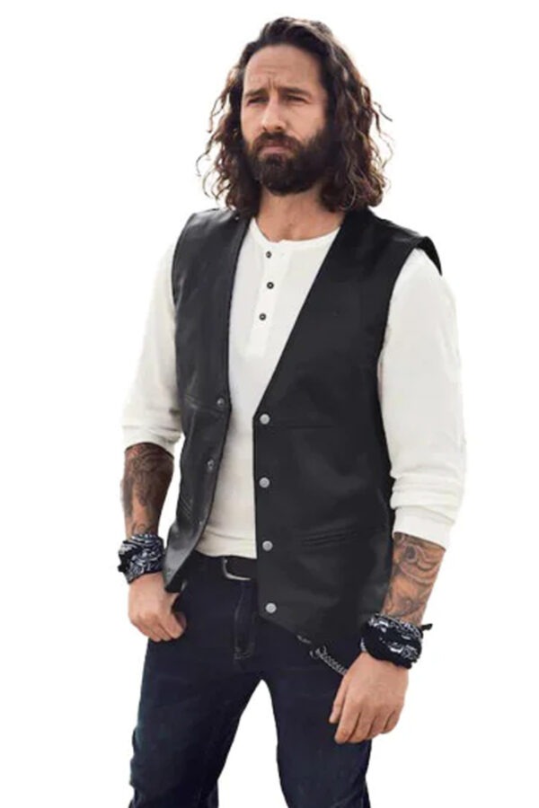 Luther Briggs Leather Black Vest Coat