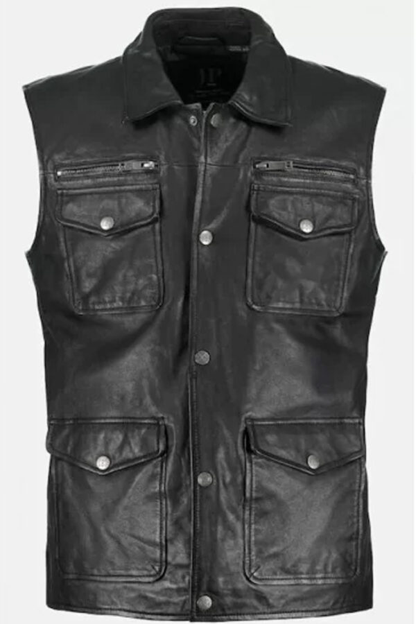 Ryan Sparks Leather Vest Coat For Men