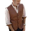 Seth Jenkins Classic Brown Leather Vest Coat
