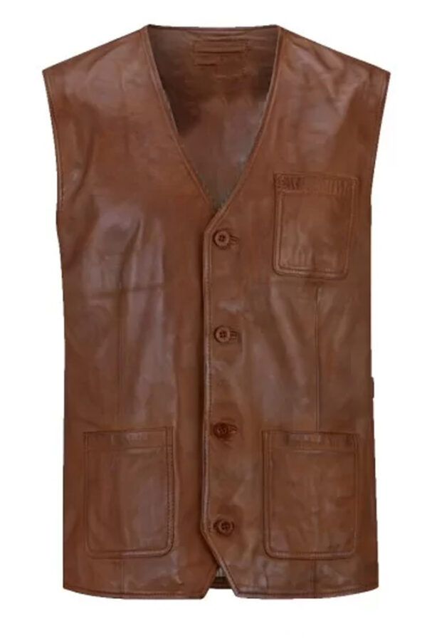 Seth Jenkins Classic Brown Leather Vest Coat
